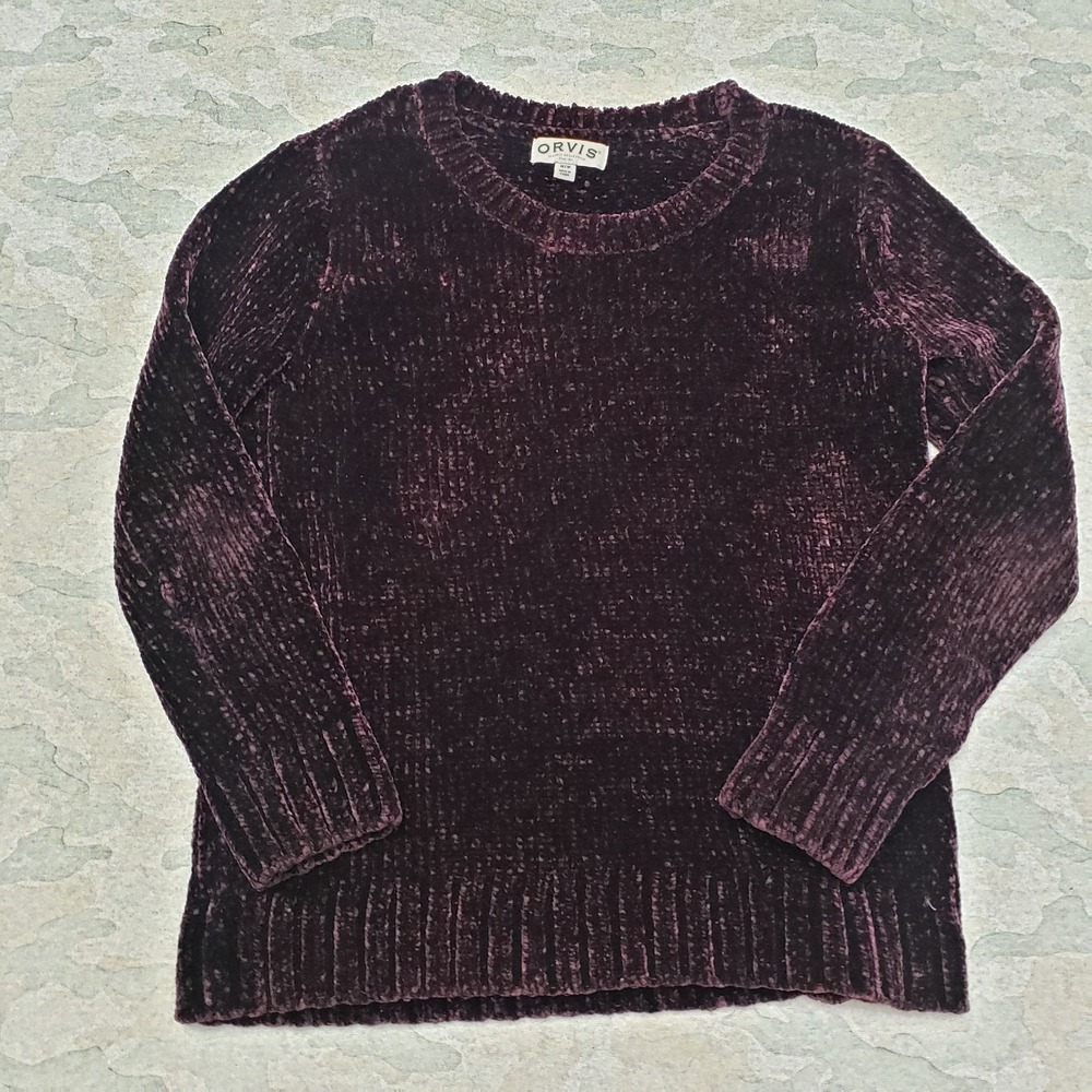 Orvis Sweater Womens Medium Purple Pullover Long Sleeve